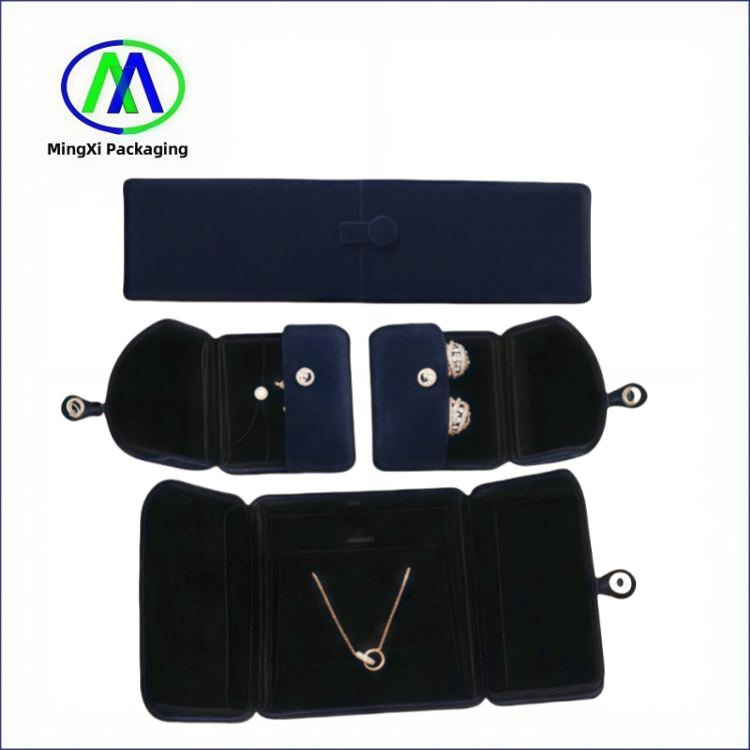 Hot Sale Dark Blue Velvet Necklace Box Luxury Ring Box Earrings Bracelet Jewelry Packaging