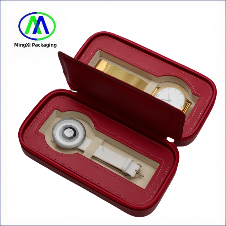 Customizable Travel Watch Storage Box Luxury Watch Gift Box with 2 Slots